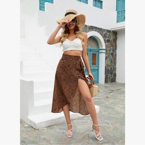 Newchoice Chic Asymmetrical Leopard Skirt